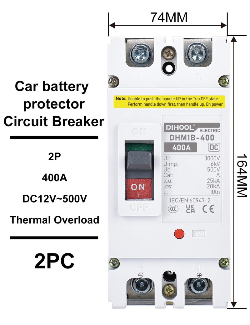 DIHOOL Heavy Duty Battery Disconnect Switch, 400 Amp DC Circuit Breaker for Boat Trolling Motor Marine - Image 4